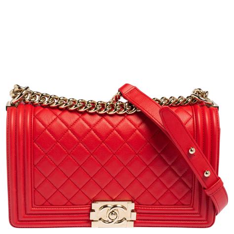 chanel boy caviar red old medium|Chanel Red Quilted Old Medium Boy Bag of Caviar Leather with .